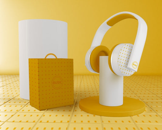 Free Arrangement With Yellow And White Headset Psd