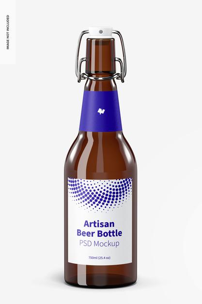 Free Artisan Beer Bottle Mockup Psd