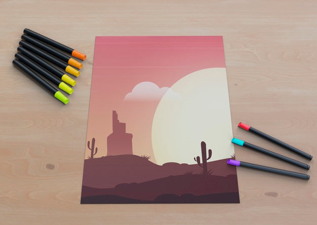 Free Artistic Draw Concept On Table Indoor Psd