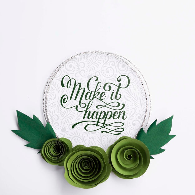 Free Artistic Flowers Frame With Positive Quote Psd