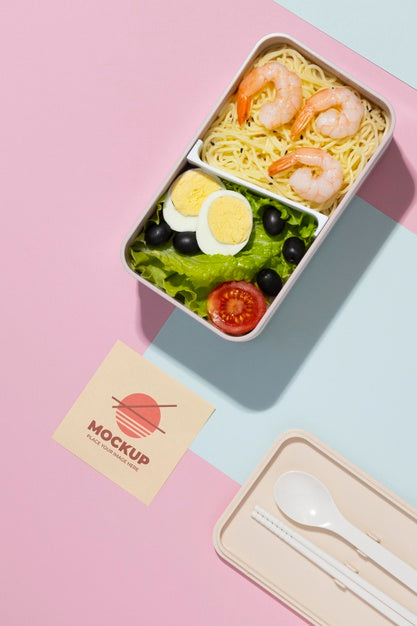 Free Assortment Of Bento Box With Mock-Up Card Psd
