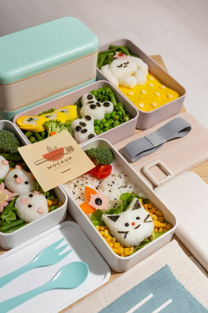 Free Assortment Of Bento Box With Mock-Up Card Psd