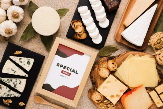 Free Assortment Of Delicious Foods With Frame Mock-Up Psd