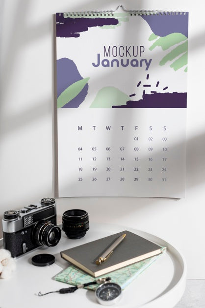 Free Assortment Of Mock-Up Wall Calendar Indoors Psd