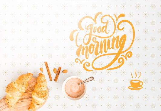 Free Assortment Of Morning Coffee And Croissants Psd