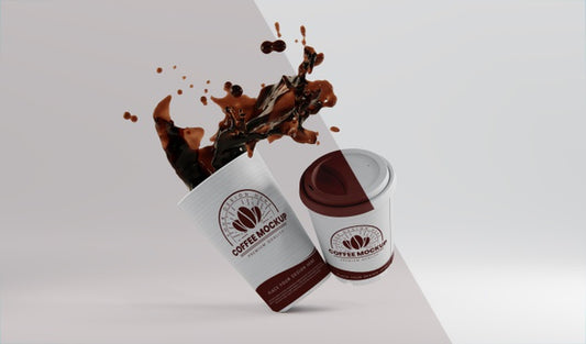Free Assortment Of Paper Coffee Cup With Coffee Splash Psd