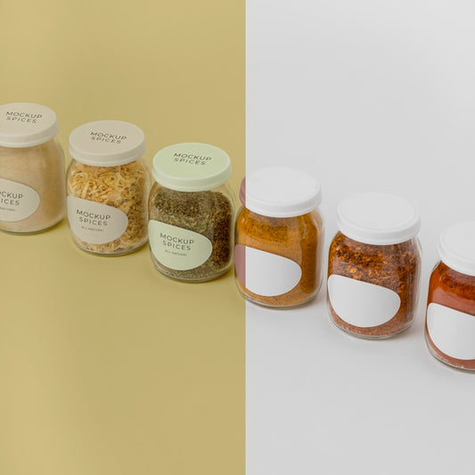Free Assortment Of Spices With Label Mock-Up Psd