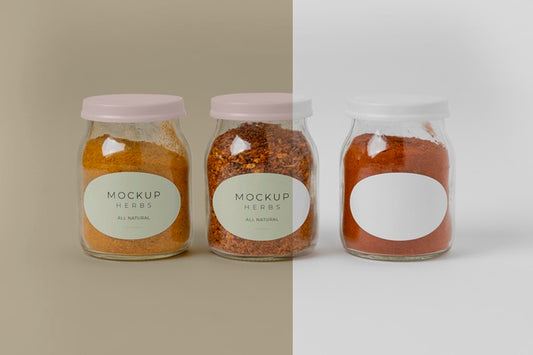 Free Assortment Of Spices With Label Mock-Up Psd