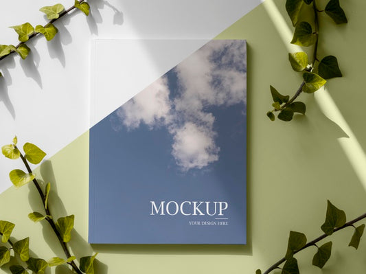Free Assortment With Magazine And Leaves Flat Lay Psd