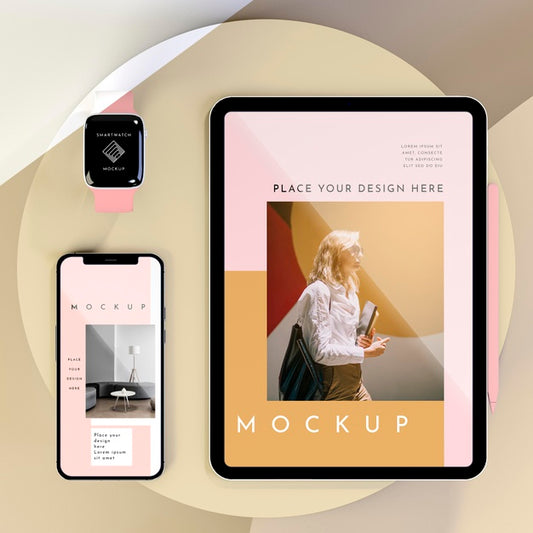 Free Assortment With Modern Devices Mock-Up Psd