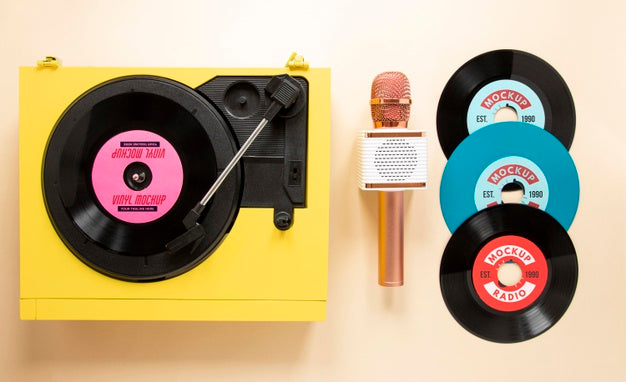 Free Assortment With Vinyl Records Mock-Up Psd