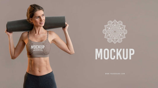 Free Athletic Woman Holding Yoga Mat Psd