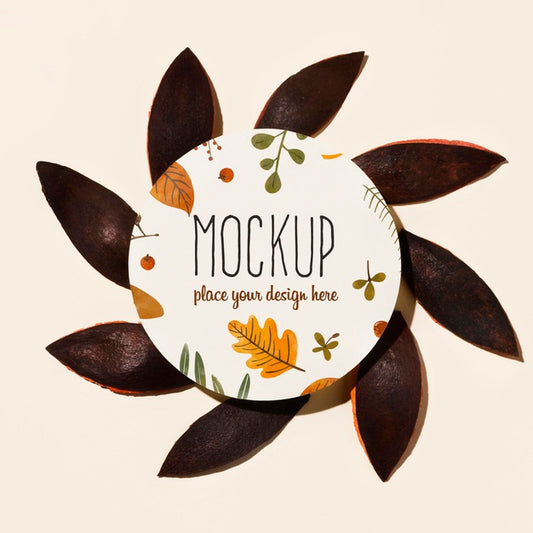 Free Autumn Mock-Up Concept With Brown Leaves Psd
