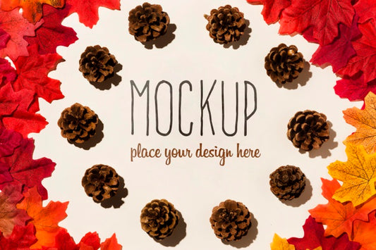 Free Autumn Mock-Up Concept With Cones Psd