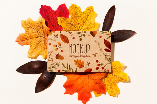 Free Autumn Mock-Up Concept With Leaves Psd