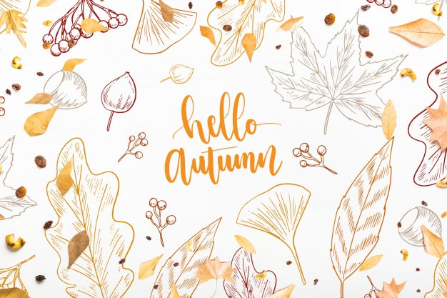 Free Autumn Mockup With Leaves Psd
