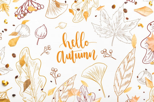 Free Autumn Mockup With Leaves Psd