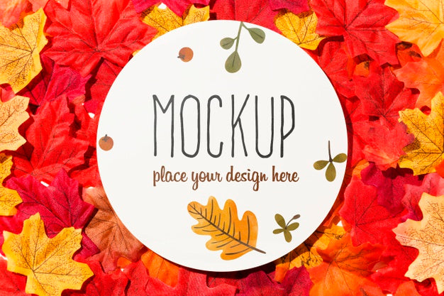 Free Autumnal Colorful Leaves Composition Psd