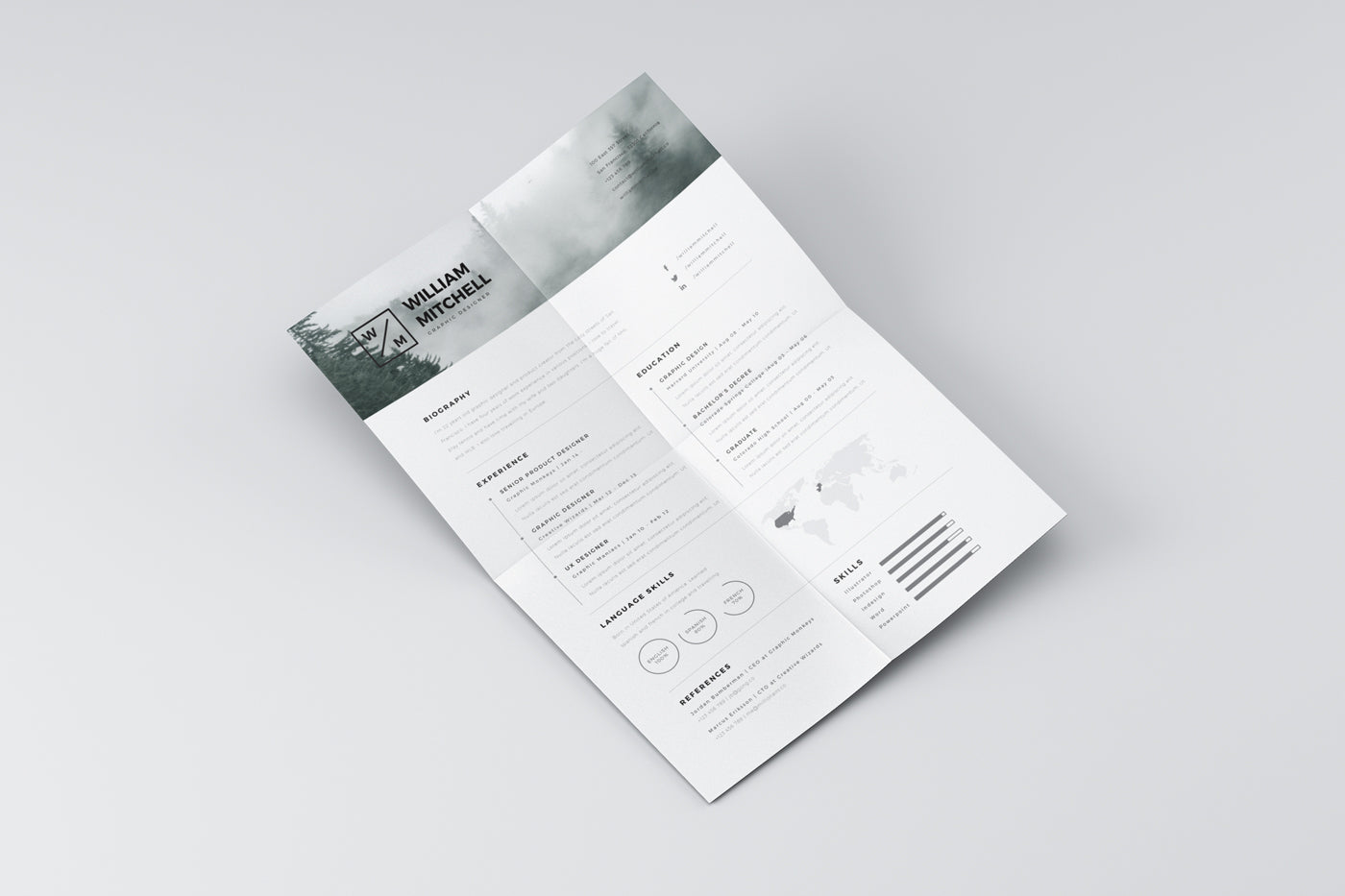 Free Minimalistic and Clean Resume Template in Photoshop (PSD) and Illustrator (AI) Formats