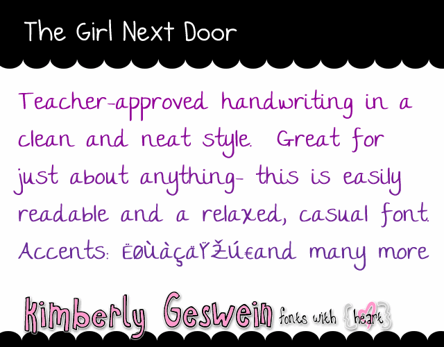 Free the girl next door Font