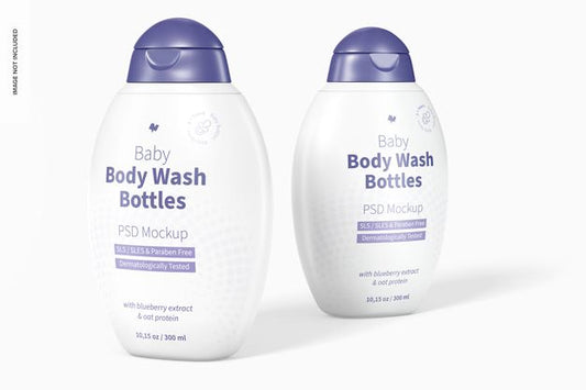 Free Baby Body Wash Bottles Mockup Psd