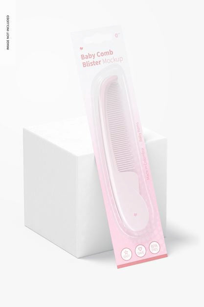 Free Baby Comb Blister Mockup, Left View Psd