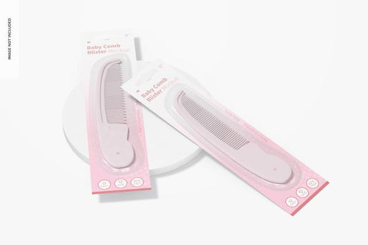 Free Baby Comb Blister Mockup, Perspective Psd