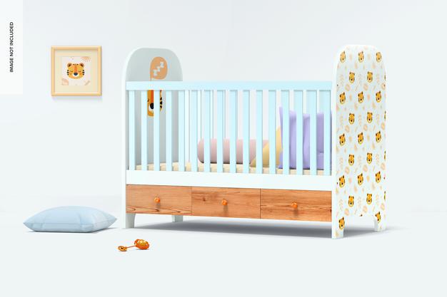 Free Baby Crib Mockup Psd