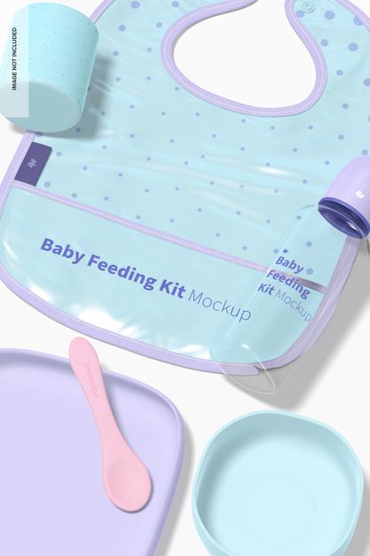 Free Baby Feeding Kit Mockup, Close Up Psd