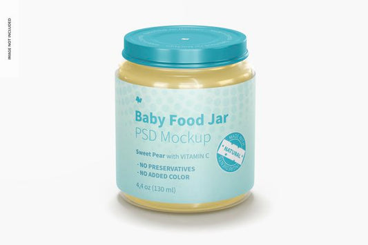 Free Baby Food Jar Mockup, Front View Psd