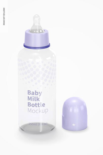 Free Baby Milk Bottle Mockup, Front View Psd