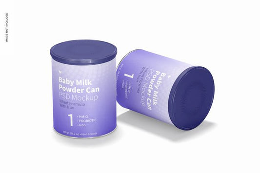Free Baby Milk Powder Can Mockup, Perspective Psd