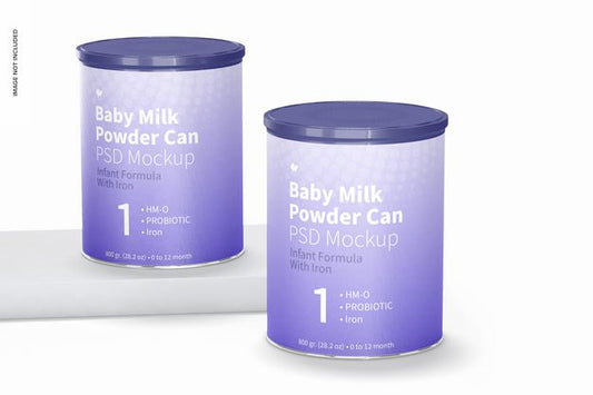 Free Baby Milk Powder Can Psd Mockup, Front View Psd