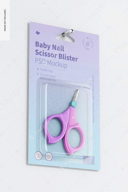 Free Baby Nail Scissor Blister Mockup, Hanging Psd