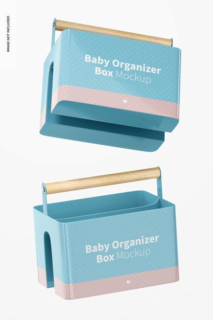 Free Baby Organizer Box Mockup, Floating Psd