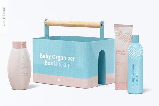 Free Baby Organizer Box Mockup, Right View Psd