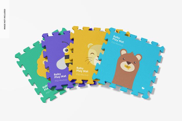 Free Baby Play Mat Mockup, Top View Psd