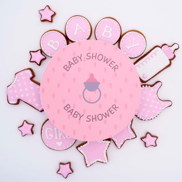 Free Baby Shower Decorations With Pink Stars Psd