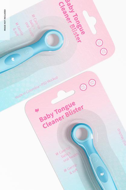Free Baby Tongue Cleaner Blister Mockup, Close-Up Psd