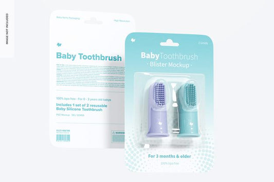 Free Baby Toothbrush Blister Mockup, Front And Back View Psd