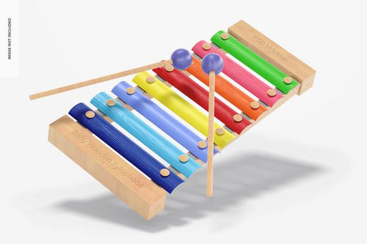 Free Baby Wooden Xylophone Mockup, Falling Psd
