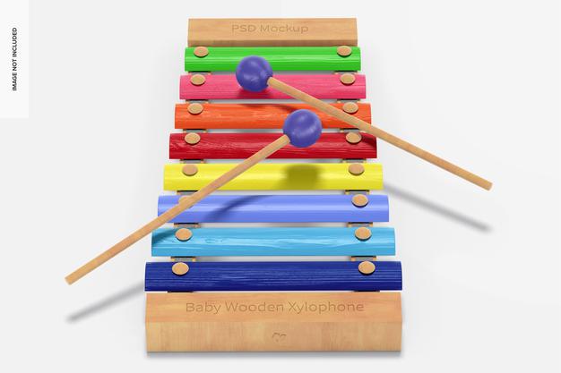 Free Baby Wooden Xylophone Mockup, Perspective Psd