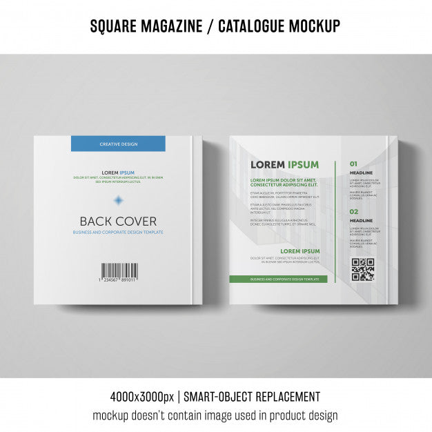 Free Back Cover Square Magazine Or Catalogue Mockup Psd