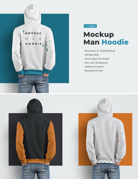 Free Back Male Design Hoodie Mockups Psd