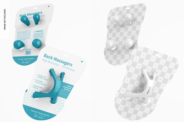 Free Back Massagers On Blister Mockup, Front And Back View Psd