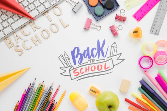 Free Back To School Colourful Supplies For Children Psd