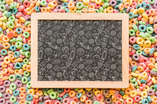 Free Back To School Composition With Slate And Sweets Psd
