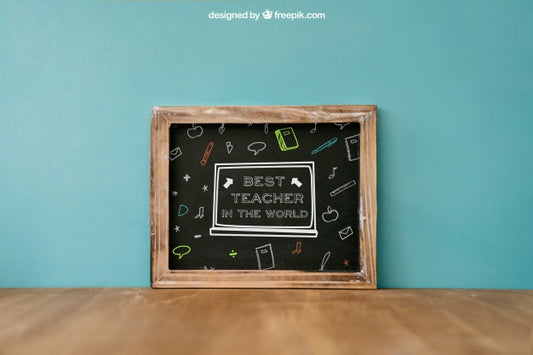 Free Back To School Composition With Slate Leaning Against Wall Psd