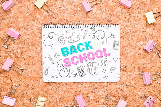 Free Back To School Drawing Next To Clips Mock-Up Psd