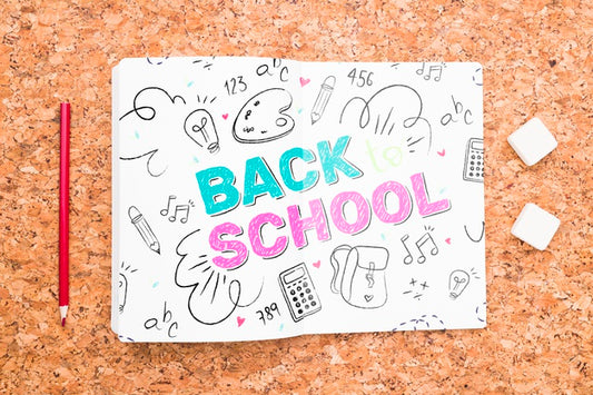 Free Back To School Drawing On Cork Mock-Up Psd